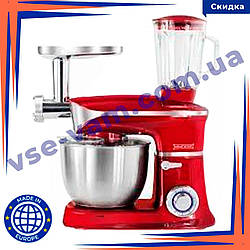 Кухонний комбайн, тістоміс, м'ясорубка, блендер 3в1 Royalty Red Line 1900 Вт