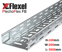 Лоток перфорированный, оцинкованный 200x100x3000x0,6 мм Plechoflex FB