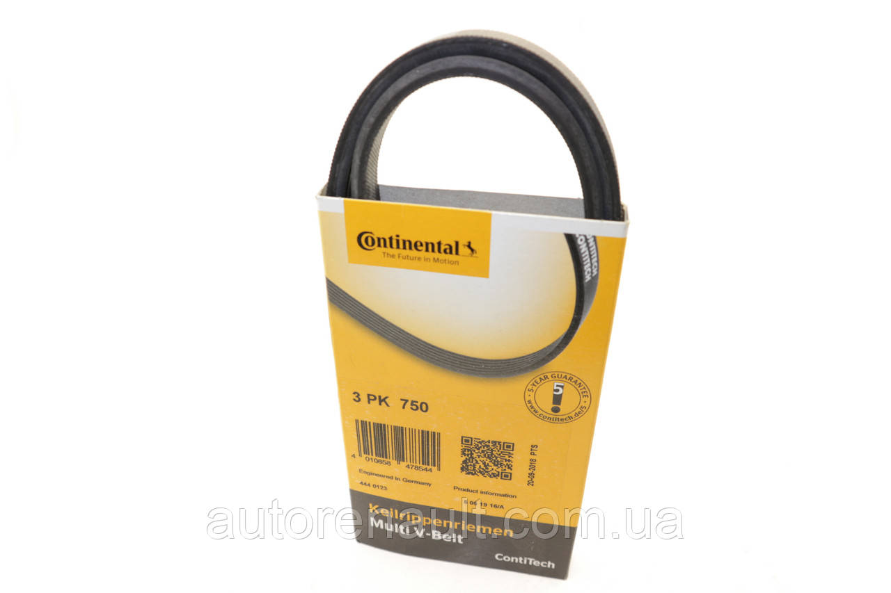 Поліклинові (ручейковий) ремінь +AC на Рено Логан II 1.2 16v CONTITECH (Німеччина) 3PK750