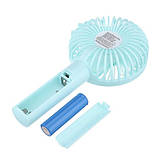 Вентилятор ручної акумуляторний Portable fan Blue з підставкою і USB-зарядкою, фото 2