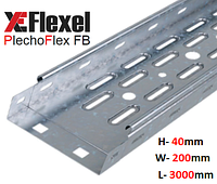 Лоток перфорированный, оцинкованный 200x40x3000x0,6 мм Plechoflex FB