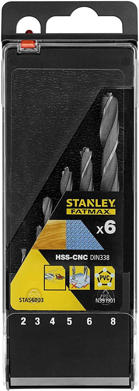 Набір свердел 2-8 мм для металу STANLEY "FatMax" 6 шт.