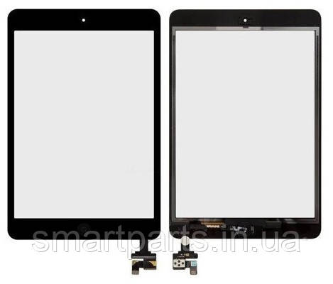 Сенсор (тачскрин) для iPad mini, iPad mini 2 Retina с кнопкой HOME и проклейкой черный Оригинал (Тестирован)