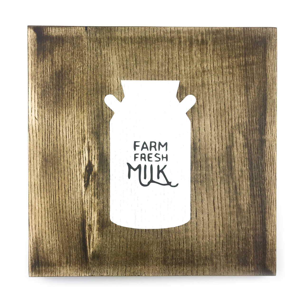 Дерев'яна картина "Farm fresh milk" 25 25 см