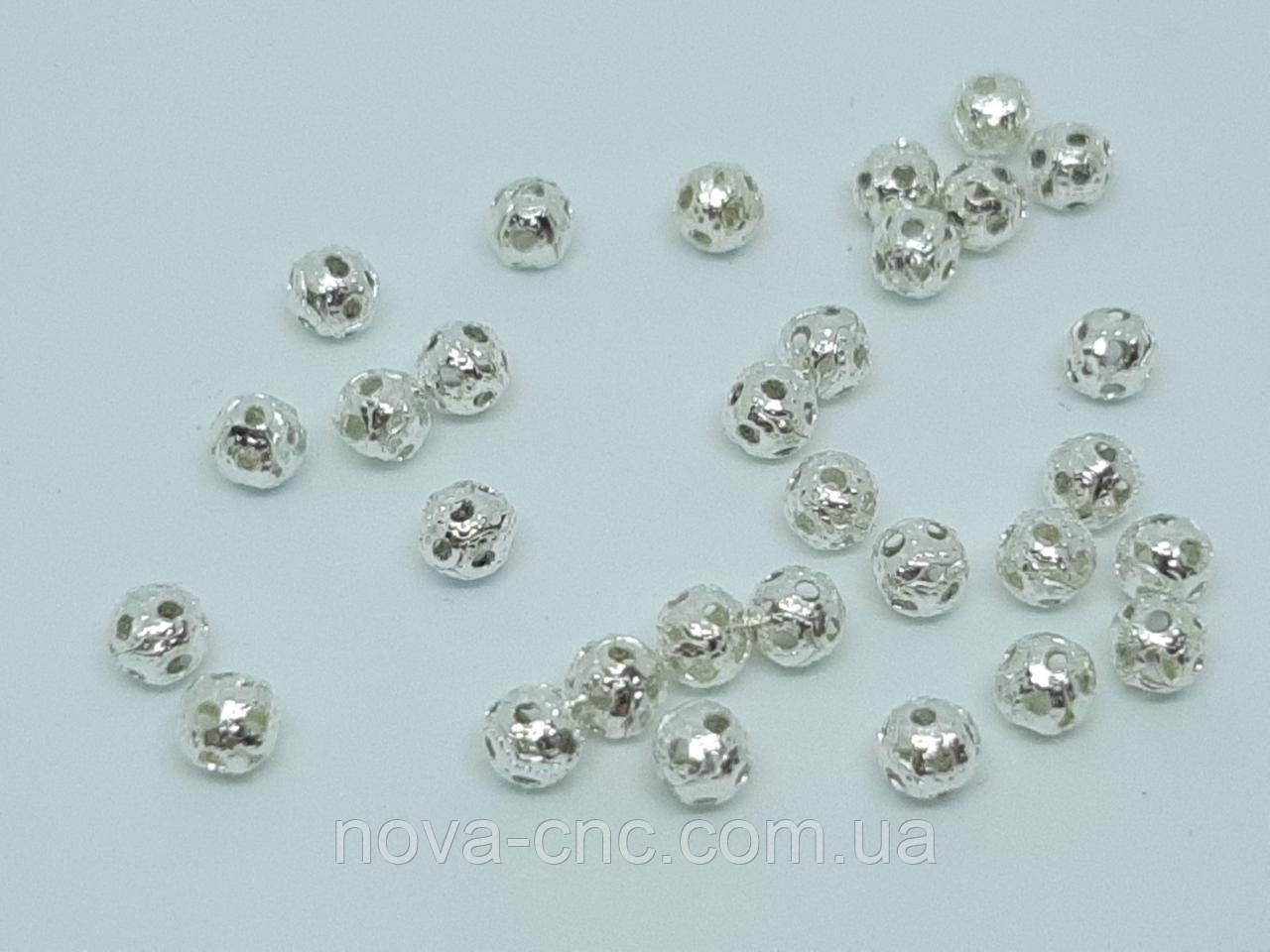 Бусини висечні метал срібло 3 мм 100 шт.