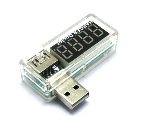 USB тестер Charger Doctor напруги (3-7.5V) і струму (0-2.5A) White, загнутий