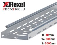 Лоток перфорированный, оцинкованный 500x40x3000x1 мм Plechoflex FB