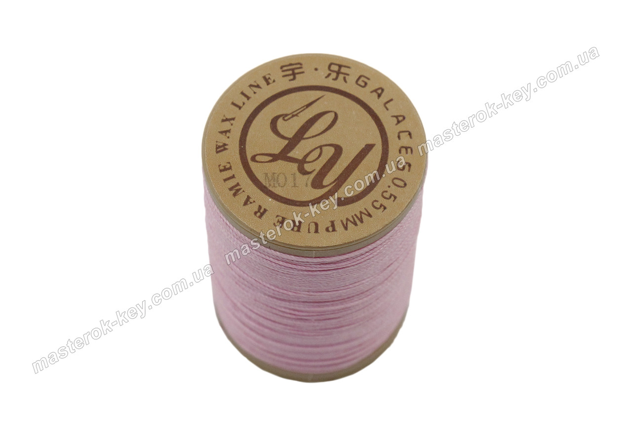 Galaces Ramie 0.55 мм світло-рожева (M017) нитка кругла з волокон рами вощена по шкірі, фото 1