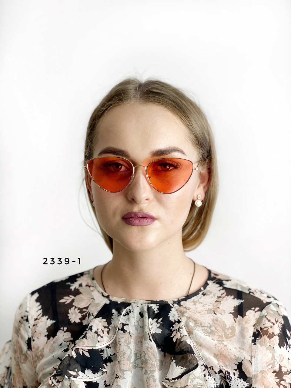 Коралові очки в золотистій оправі, фото 1