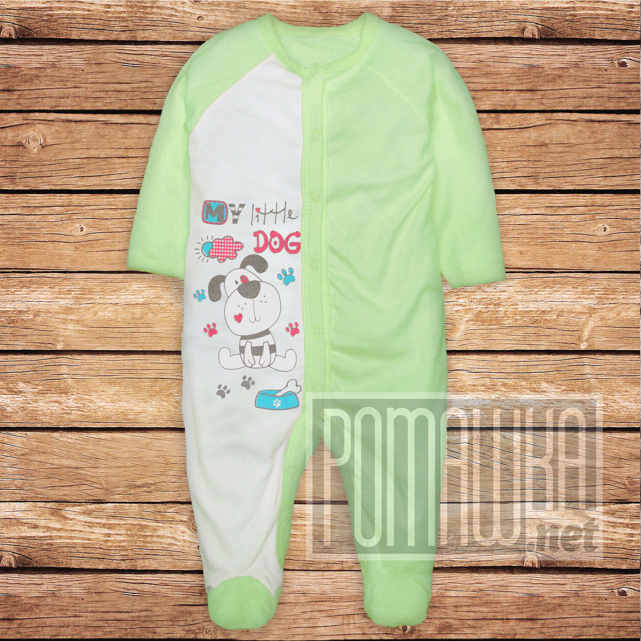 М'який трикотажний чоловічок р 86 8-12 міс сліп комбінезон для малюків дитячий дитині ІНТЕРЛОК 3039 Б Зелений