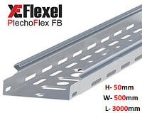 Лоток перфорированный, оцинкованный 500x50x3000x1 мм Plechoflex FB