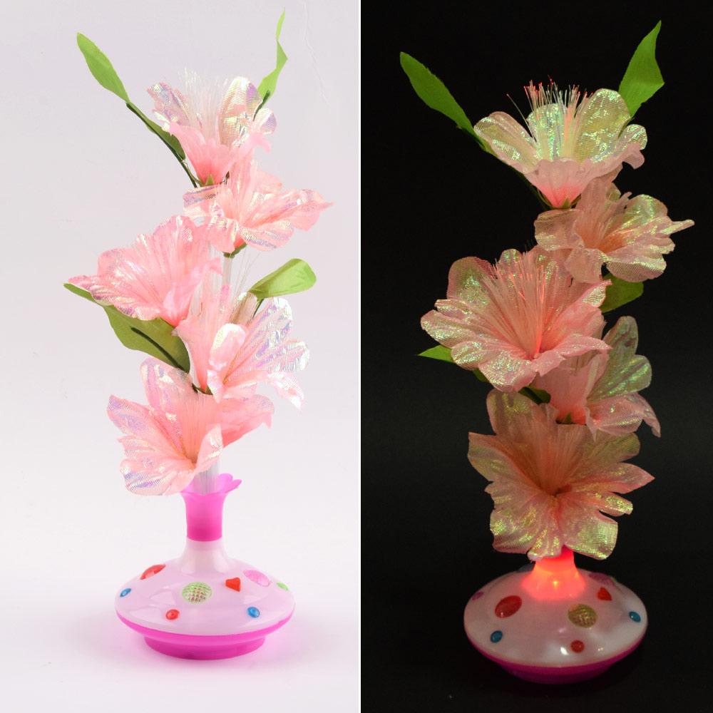 Нічник світильник на батарейках Букет у вазі, 40см, кораловий (43604.002)