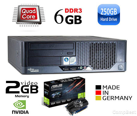 Fujitsu e5731 SFF/Intel Core 2 Quad q8200/q6600 (4 ядра по 2.4-2.5GHz) / 6 GB DDR3 / 250 GB HDD / НОВА nVIDIA, фото 1