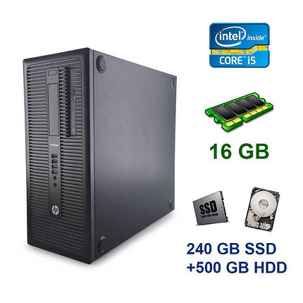 HP ProDesk 600 G1 Tower / Intel Core i5-4430 (4 ядра по 3.0 - 3.2 GHz) / 16 GB DDR3 / 240 GB SSD+500 GB HDD / nVidia GeForce GTX 1660, 6 GB GDDR5,, фото 2