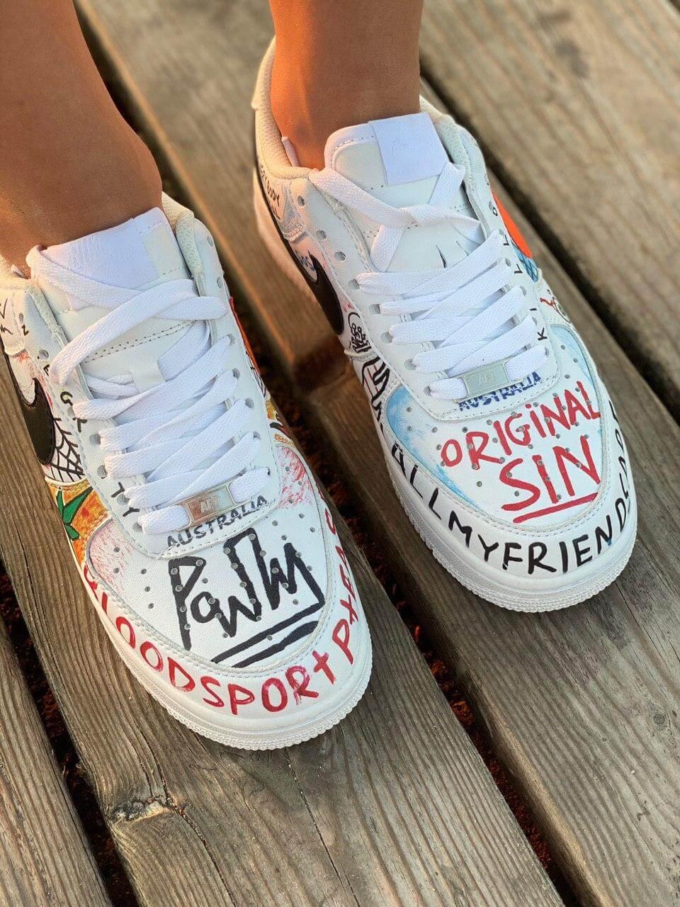 Кросівки Nike Air Force Pauly Vlone Pop (Найк Аір Форс 1 білі низькі з написами) чоловічі і жіночі розміри 44