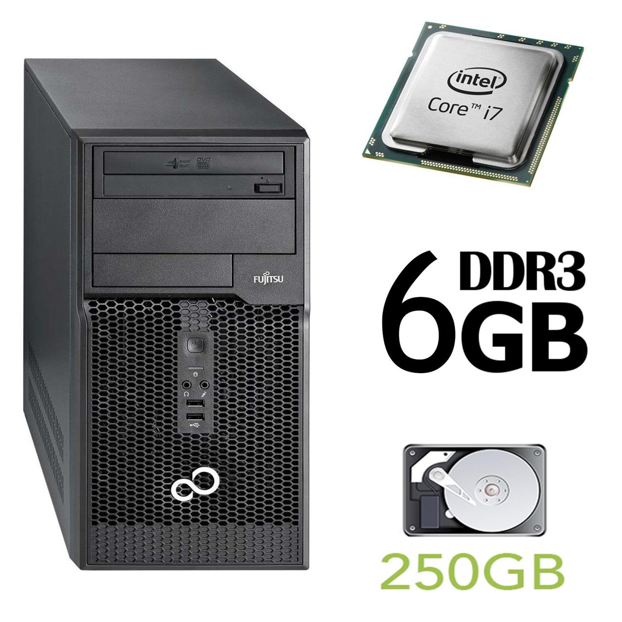 Fujitsu p510 Tower / Intel Core i7-2600 (4(8) ядра по 3.4-3.8GHz) / 6GB DDR3 / 250GB HDD