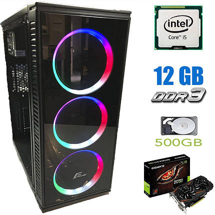 Frime Bastion Tower new / Intel Core i5-3570 (4 ядра по 3.4-3.8GHz) / 12GB DDR3 / 500GB HDD new / nVidia GeForce GTX 1060 3GB / 550W, фото 1