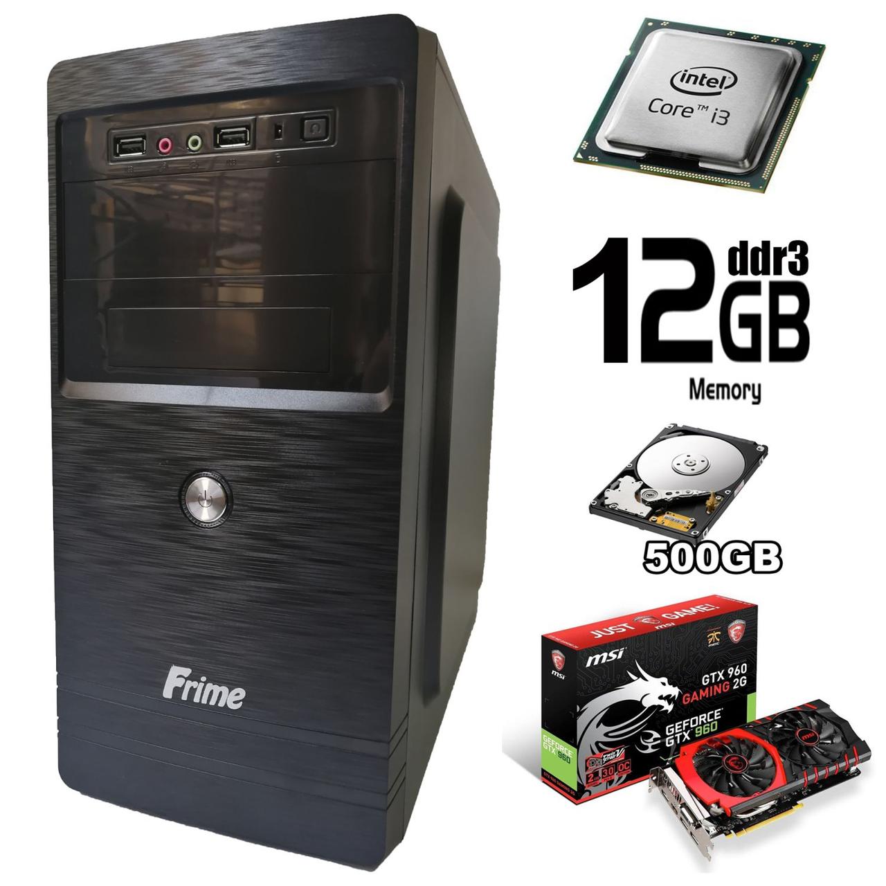 Frime Tower / Intel Core i3-4130 (2(4) ядра по 3.4GHz) / 12 GB DDR3 / 500 GB HDD / nVidia GeForce GTX 960 2GB