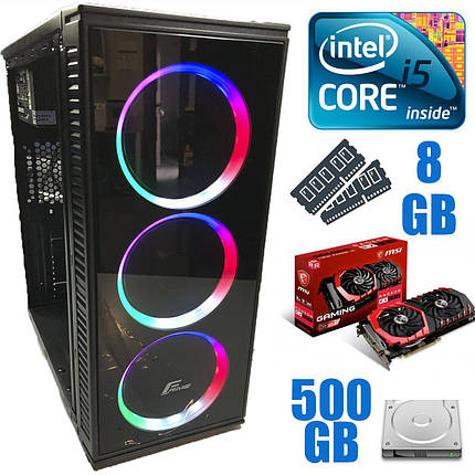 Frime Bastion Tower new / Intel Core i5-4570 (4 ядра по 3.2 - 3.6 GHz) / 8GB DDR3 / 500GB HDD new / Radeon RX580 8GB / 500W, фото 1