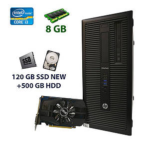 HP EliteDesk 800 G1 Tower / Intel Core i3-4130 (2 (4) ядра по 3.4 GHz) / 8 GB DDR3 / 120 GB SSD NEW+500 GB HDD, фото 1