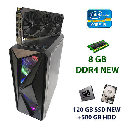 First Player Color ATX Tower NEW / Intel Core i3-9100F (4 ядра по 3.6 - 4.2 GHz) NEW / 8 GB DDR4 NEW / 120 GB, фото 1