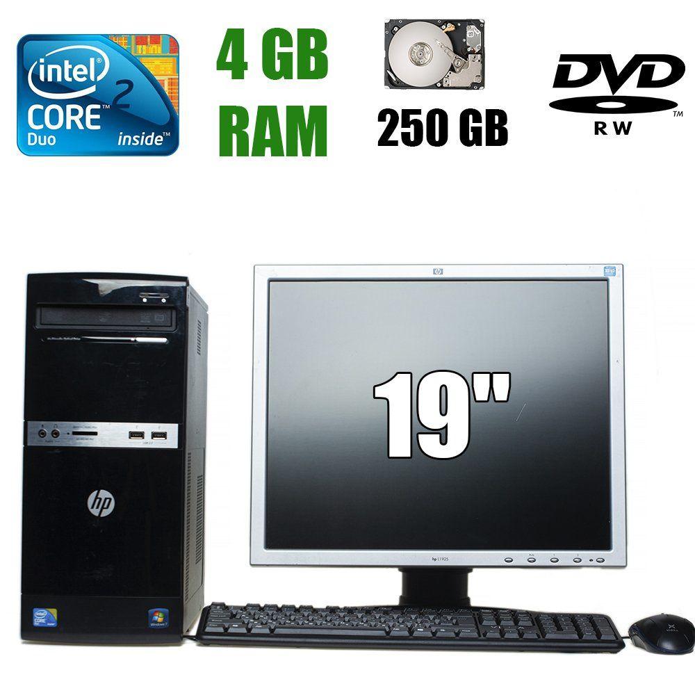 HP 500B MT/Intel Core 2 Duo E7500 (2 ядра по 2.93GHz) / 4 GB DDR3 / 250 GB HDD / DVD-RW + Уцінка HP L1925 / 19" (1280x1024) TN / VGA, DVI / подряпина