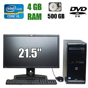 HP Compaq Pro 3400 MT / Intel Core i3-2120 (2(4)ядра по 3.30GHz) / 4 GB DDR3 / 500 GB HDD / DVD-RW + Уценка HP ZR22w / 21.5' / IPS / 1920x1080 / DVI,, фото 1