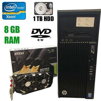 HP Z230 Tower Workstation / Intel Xeon E3-1225 (4 ядра по 3.1 - 3.4GHz) / 8 GB DDR3 / 120 GB SSD + 1 TB HDD /, фото 1
