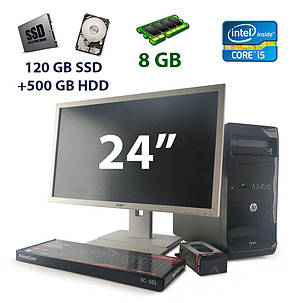 HP Pro 3500 Tower / Intel Core i5-3470 (4 ядра по 3.2 - 3.6 GHz) / 8 GB DDR3 / 120 GB SSD+500 GB HDD / AMD Radeon R5 240, 1 GB GDDR5, 128-bit + Acer, фото 1
