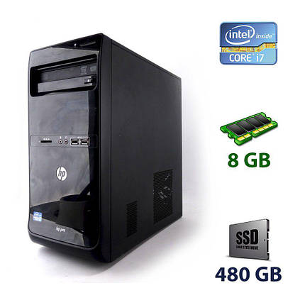 HP Pro 3500 Tower/Intel Core i7-3770 (4 (8) ядра по 3.4 — 3.9 GHz) / 8 GB DDR3 / 480 GB SSD, фото 1