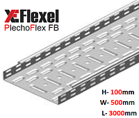 Лоток перфорированный, оцинкованный 500x100x3000x1 мм Plechoflex FB