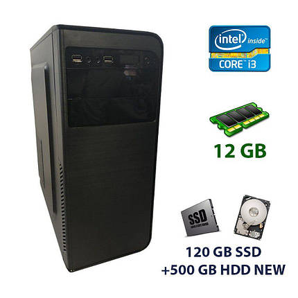 Spire Black Tower NEW / Intel Core i3-4150 (2 (4) ядра по 3.5 GHz) / 12 GB DDR3 / 120 GB SSD+500 GB HDD NEW /, фото 1
