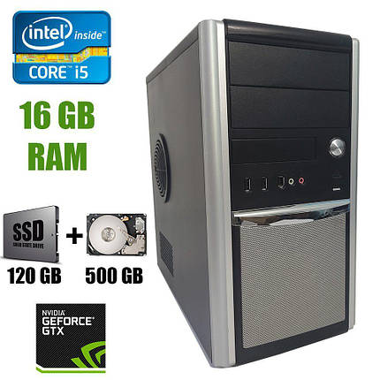 Hyundai Silver Tower / Intel Core i5-3570 (4 ядра по 3.4 - 3.8GHz) / 16 GB DDR3 / New 120 GB SSD+500 GB HDD /, фото 1