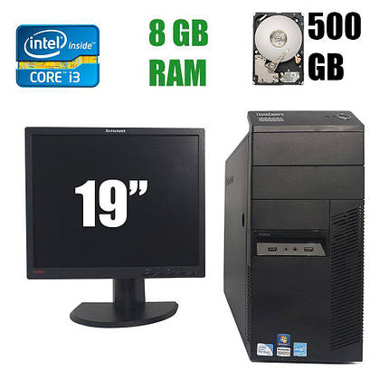 Lenovo ThinkCentre M81 Tower / Intel Core i3-2120 (2(4) ядра по 3.30GHz) / 8 GB DDR3 / 500 GB HDD + Монітор Lenovo L1900PA / 19" (1280x1024) TFT TN /, фото 1