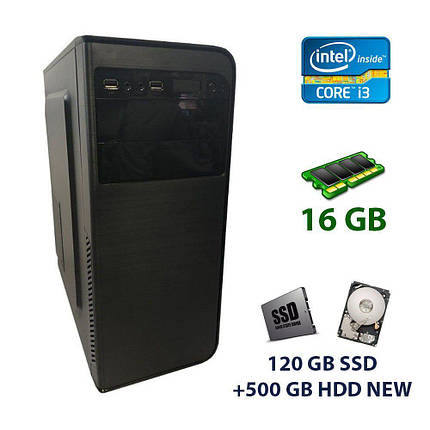 Spire Black Tower NEW / Intel Core i3-4150 (2 (4) ядра по 3.5 GHz) / 16 GB DDR3 / 120 GB SSD+500 GB HDD NEW / nVidia GeForce GTX 750 Ti, 2 GB GDDR5,, фото 1