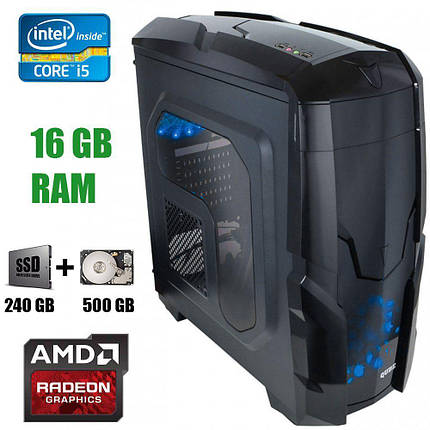 Qube QB40X Tower ATX NEW / Intel Core i5-4460 (4 ядра по 3.2 - 3.4 GHz) / 16 GB DDR3 / 240 GB SSD+500 GB HDD NEW / Radeon RX 570 Nitro+ 8GB GDDR5, фото 1