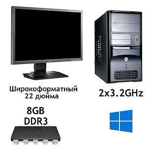 Системний блок на базі Athlon X2 260 (2 ядра по 3.2GHz) / 8 GB DDR3 / 160 GB HDD + монітор Acer B223W / 22' /, фото 1