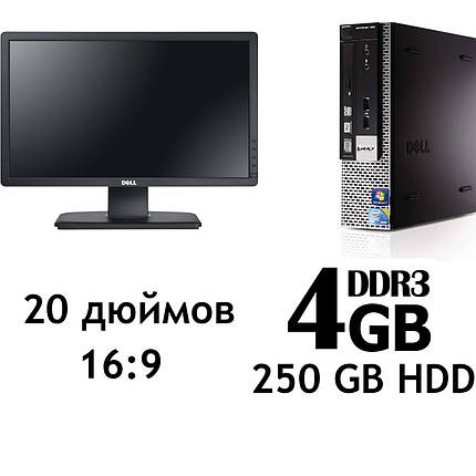 Dell Optiplex 780 USFF/Intel Core 2 Duo E7500 (2 ядра по 2.93GHz) / 4GB DDR3 / 250 GB HDD + Монітор Dell, фото 1