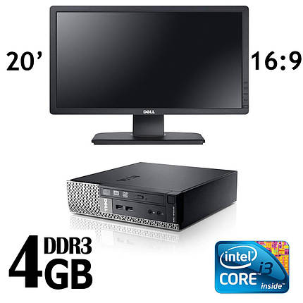 Dell Optiplex 7010 USFF/Intel Core i3 / 4 GB DDR3 / 320 GB HDD + Монітор Dell P2012Ht / 20' / 16:9, фото 1