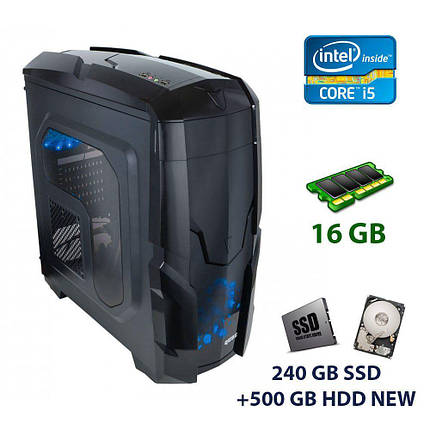 Qube QB40X Tower NEW / Intel Core i5-4460 (4 ядра по 3.2 - 3.4 GHz) / 16 GB DDR3 / 240 GB SSD+500 GB HDD NEW / AMD Radeon RX 580 Nitro+, 4 GB GDDR5,, фото 1