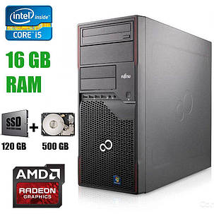 Fujitsu P710 Tower / Intel Core i5-3330 (4 ядра по 3.0-3.2GHz) / 16 GB DDR3 / 120 GB SSD+500 GB HDD / AMD Radeon RX 570 4 GB, фото 1