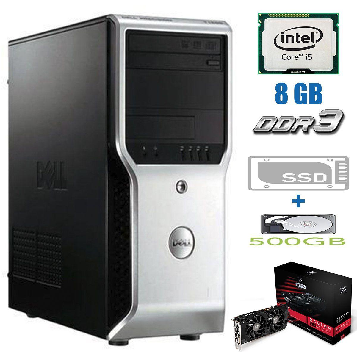 DELL Precision T1500 Tower / Intel Core i5-750 (4 ядра по 2.66GHz) / 8 GB DDR3 / 120GB SSD NEW+500 GB HDD / AMD Radeon RX470 4GB GDDR5 256-bit / 500W
