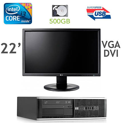 HP 6300 Ellite SFF / Intel Core i3-3220 (2(4) ядра по 3.3GHz) / 6GB DDR3 / 500GB HDD WD / USB 3.0 + монітор LG, фото 1