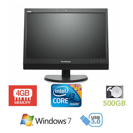 Моноблок Lenovo ThinkCentre M92z AIO / Intel Core i3-2120 (2(4) ядра по 3.3 GHz) / 4GB DDR3 / 500GB HDD / 23 дюйми, FullHD, IPS / USB 3.0+Windows 7, фото 2