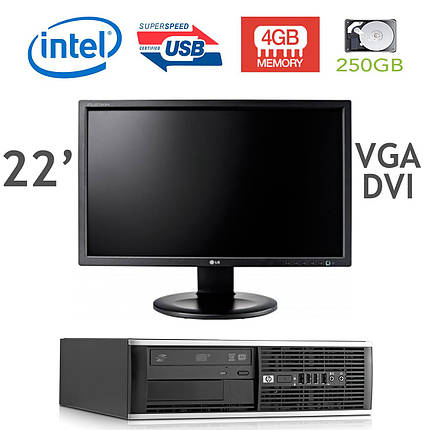 HP 6300 Ellite SFF / Intel Pentium G2020 (2 ядра по 2.9GHz) / 4 GB DDR3 / 250 GB HDD / USB 3.0 + монітор LG, фото 1