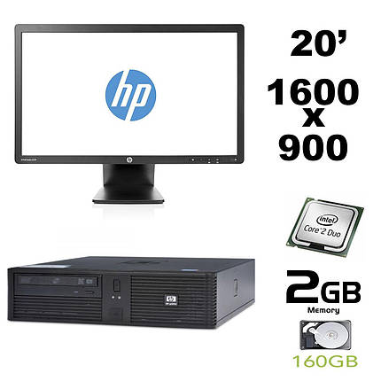 HP RP5700 SFF/Intel Core 2 Duo E7500 (2 ядра по 2.93GHz) / 4 GB RAM / 160 GB HDD + Монітор HP E201 / 20' /, фото 1