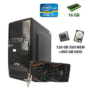 EuroCom Tower / Intel Core i3-4160 (2 (4) ядра по 3.6 GHz) / 16 GB DDR3 / 120 GB SSD NEW+500 GB HDD / AMD, фото 1