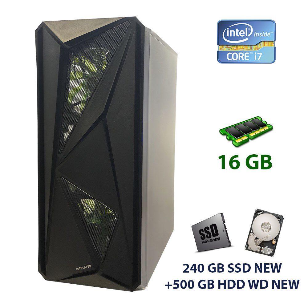 1Stplayer 3Led Tower / Intel Core i7-2600 (4 (8) ядра по 3.4 - 3.8 GHz) / 16 GB DDR3 / 240 GB SSD NEW+500 GB HDD WD NEW / AMD Radeon RX 580 Nitro+, 4