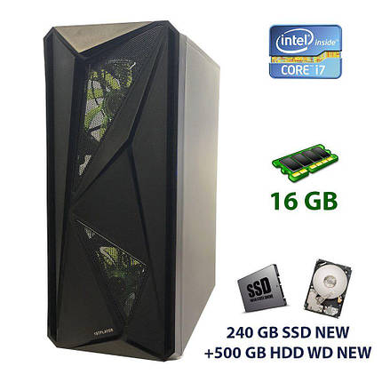 1Stplayer 3Led Tower / Intel Core i7-2600 (4 (8) ядра по 3.4 - 3.8 GHz) / 16 GB DDR3 / 240 GB SSD NEW+500 GB HDD WD NEW / AMD Radeon RX 580 Nitro+, 4, фото 1