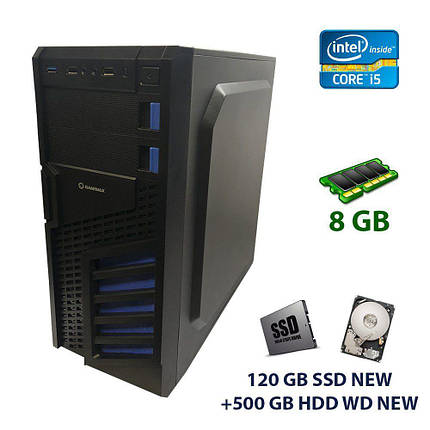 GameMax Tower NEW / Intel Core i5-2400 (4 ядра по 3.1 — 3.4 GHz) / 8 GB DDR3 / 120 GB SSD NEW+500 GB HDD WD, фото 1